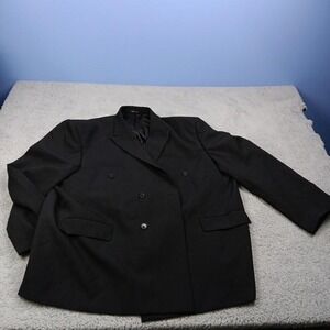 Milano Moda Blazer Mens Large Black Double Breasted Suit Jacket Lined Pockets